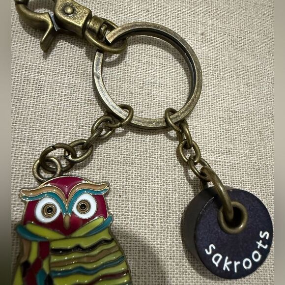 Sakroots Owl Enamel Keychain Colorful Boho Bird Pendant - Picture 14 of 17